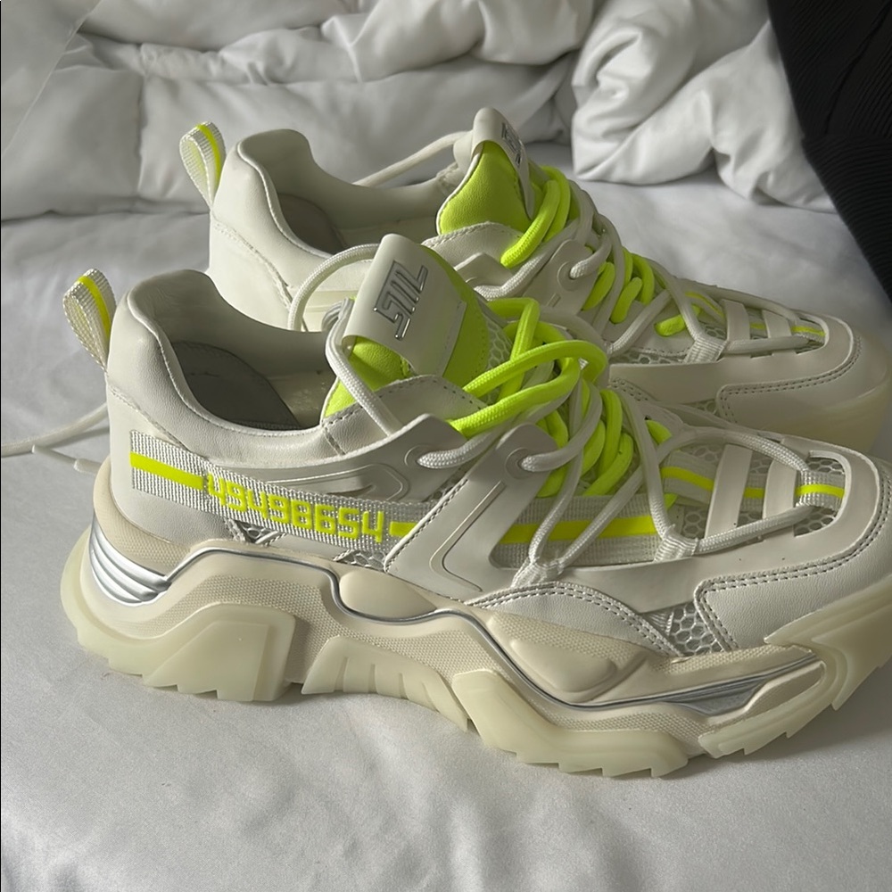 Chunky White and Neon Sneakers